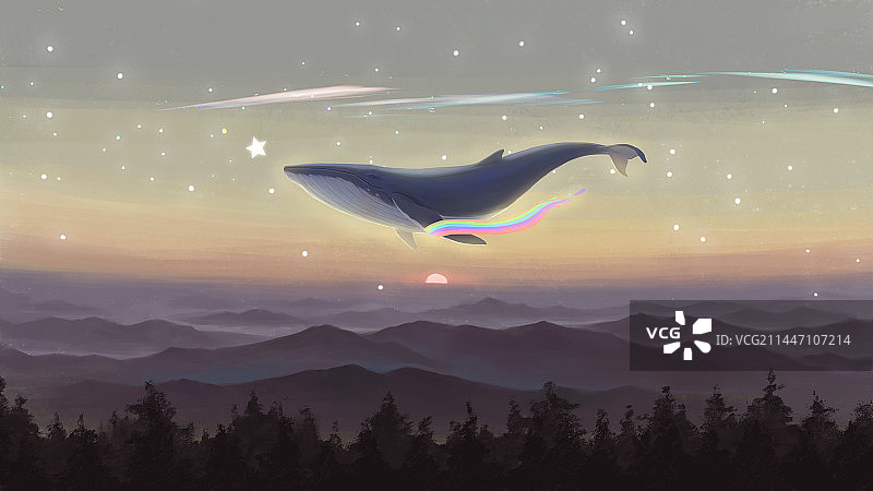 彩虹鲸鱼图片素材