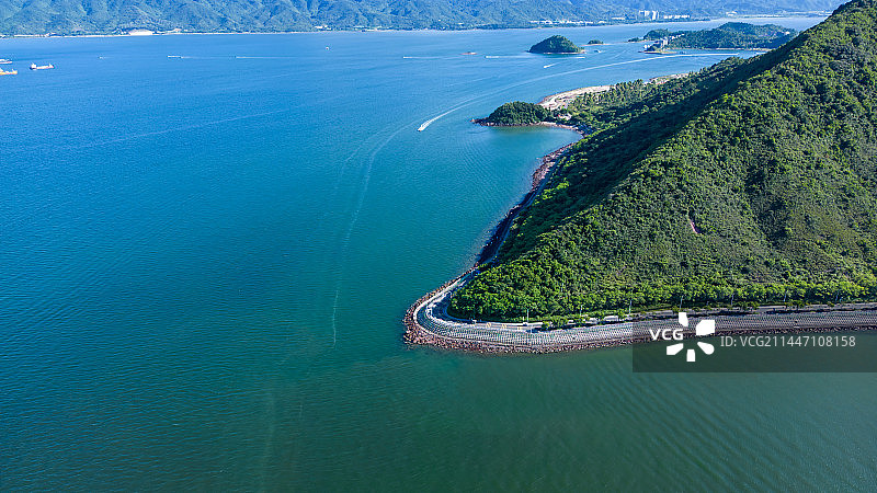航拍惠州大亚湾，惠州港，衙前绿道，东升岛图片素材