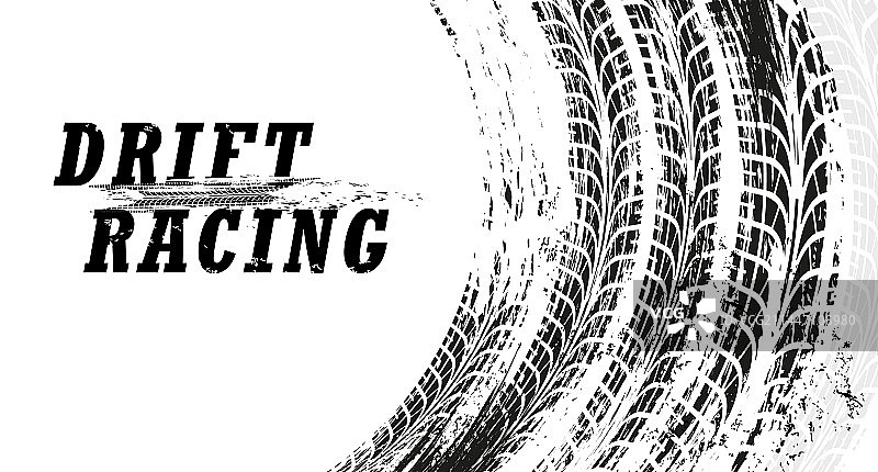 带有轮胎痕迹的漂移赛车背景图片素材