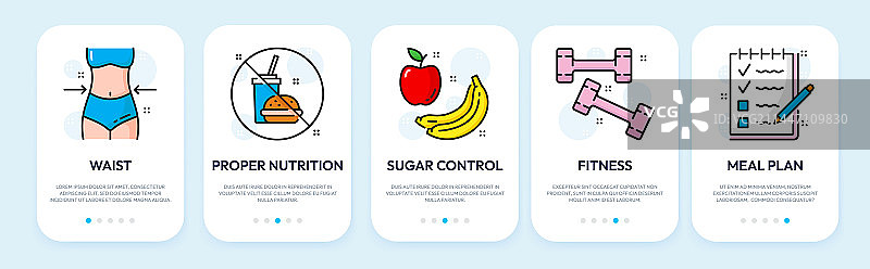 移动应用引导页线性图标营养图片素材