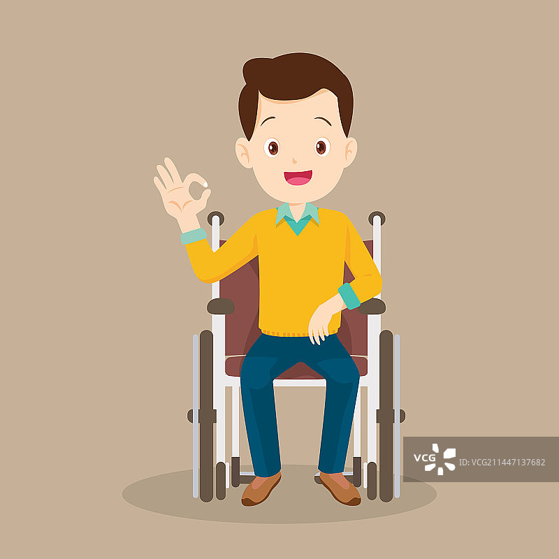 坐在轮椅上的男性病人图片素材