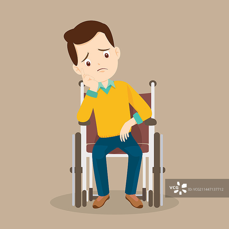 坐在轮椅上的男性病人图片素材