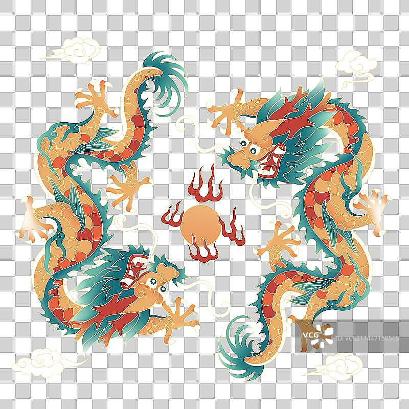 双龙戏珠纹样图片素材