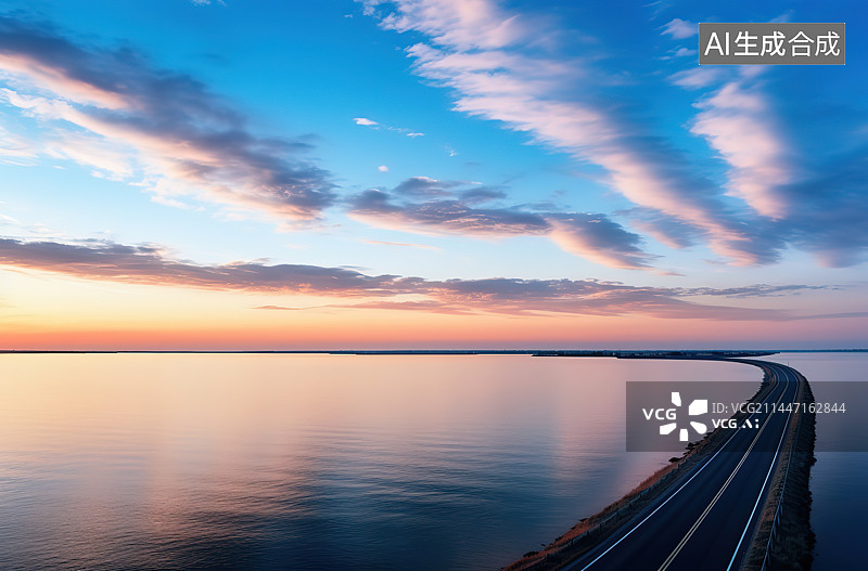 【AI数字艺术】夕阳下的图片素材
