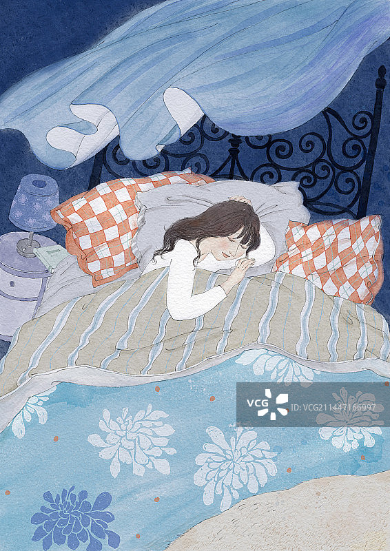 夜晚睡不着的女孩图片素材