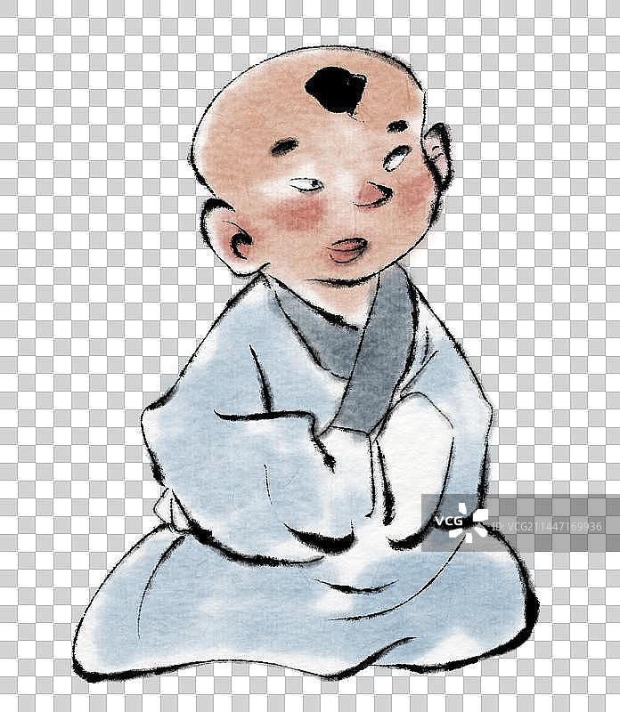 坐着的古代儿童人物元素图片素材