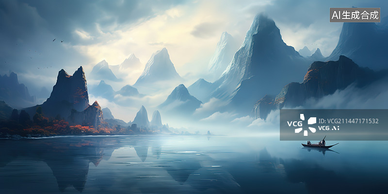 【AI数字艺术】晨雾图片素材