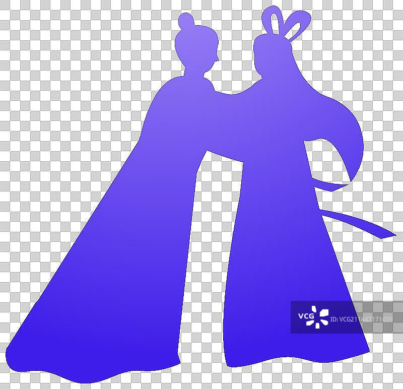 卡通节日七夕节牛郎织女剪影图片素材