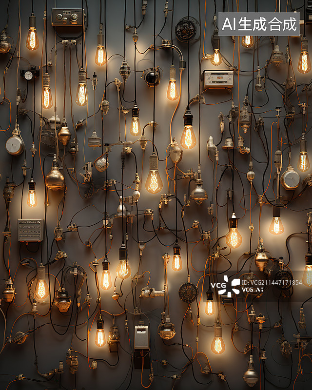 【AI数字艺术】照明灯泡的低角度视图图片素材