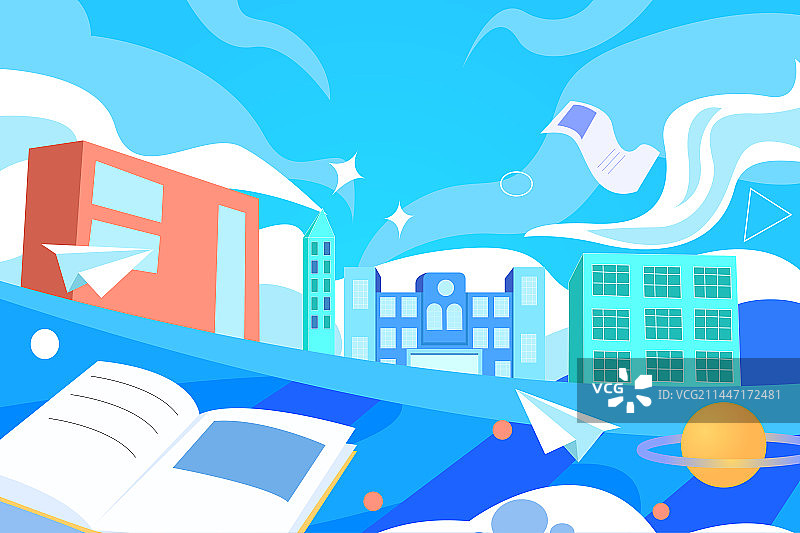 卡通教育大学生高中初中开学扁平矢量插画图片素材