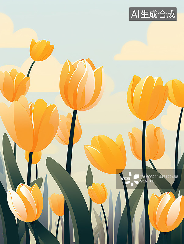 【AI数字艺术】美丽的郁金香花图片素材