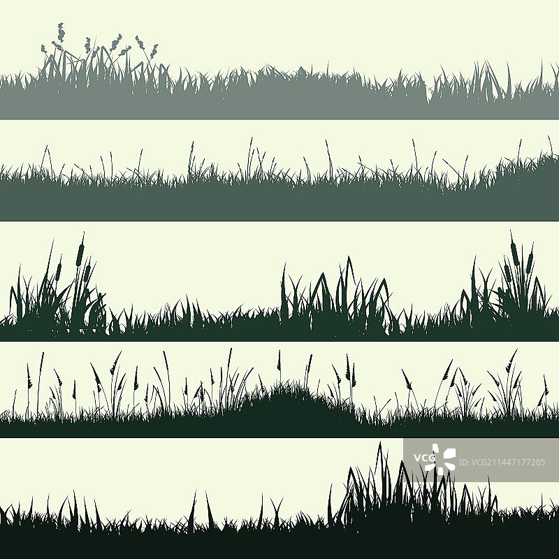 带有草地植物的草地轮廓图片素材