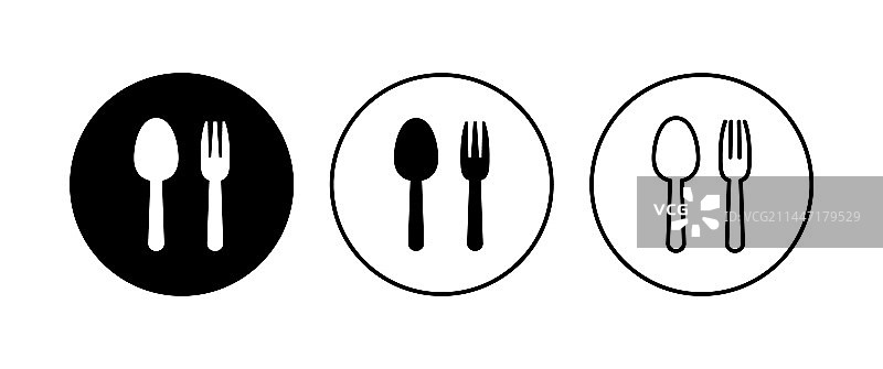 勺子和叉子图标集图片素材