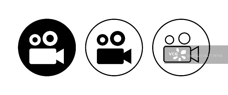 视频图标集：摄像机图标和电影标志图片素材