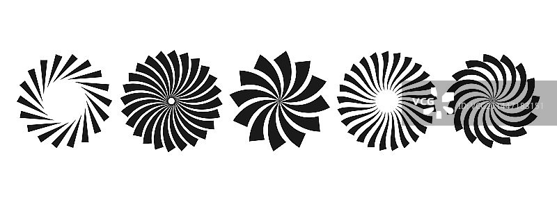 黑色卷曲光芒四射圆形图案图片素材