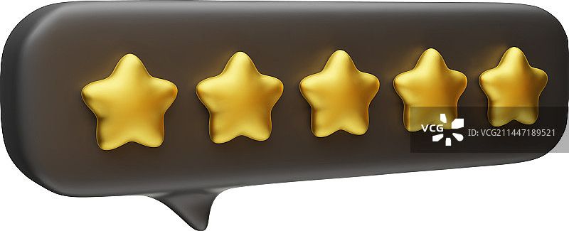 带有五颗金色星星的黑色对话气球图片素材