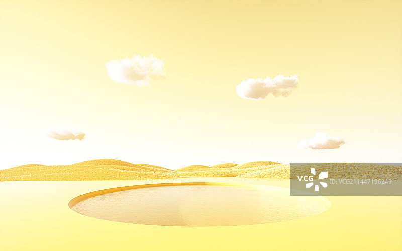 3d图形山峰平静水面场景图片素材