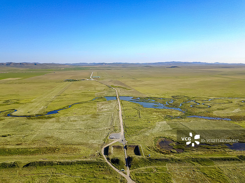 内蒙古自治区锡林郭勒盟元上都遗址明德门闪电河航拍高视角图片素材