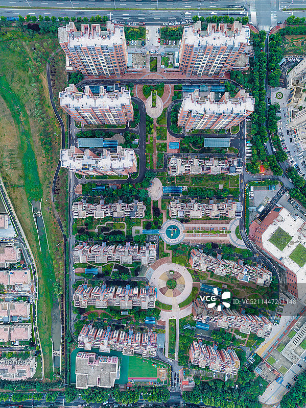 城市建筑的高角度视角图片素材