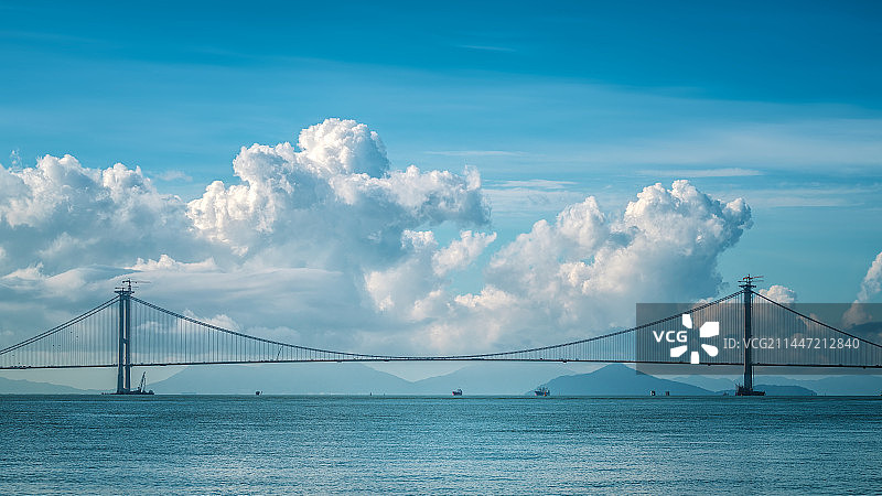 广东深中通道伶仃洋大桥正面图2023图片素材