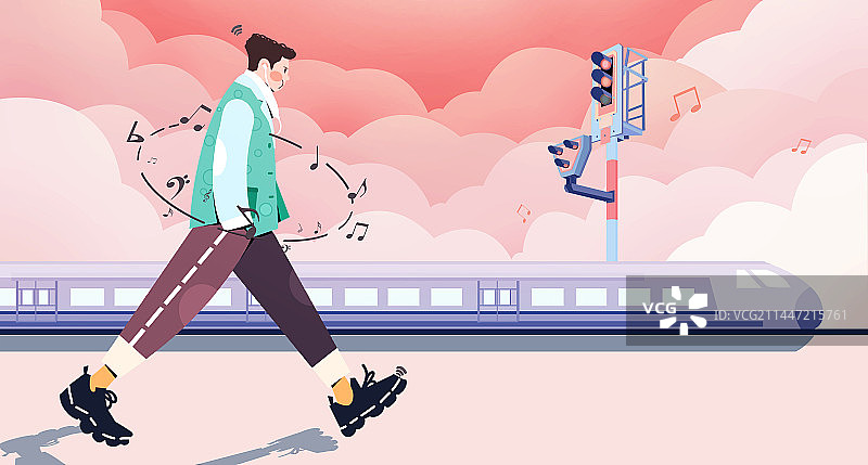 动车站人物插画图片素材