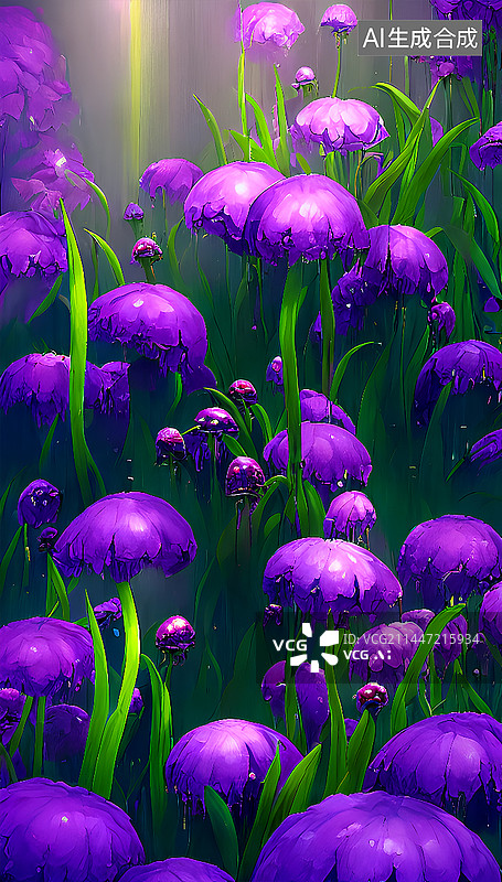 【AI数字艺术】油画质感紫色花卉图片素材