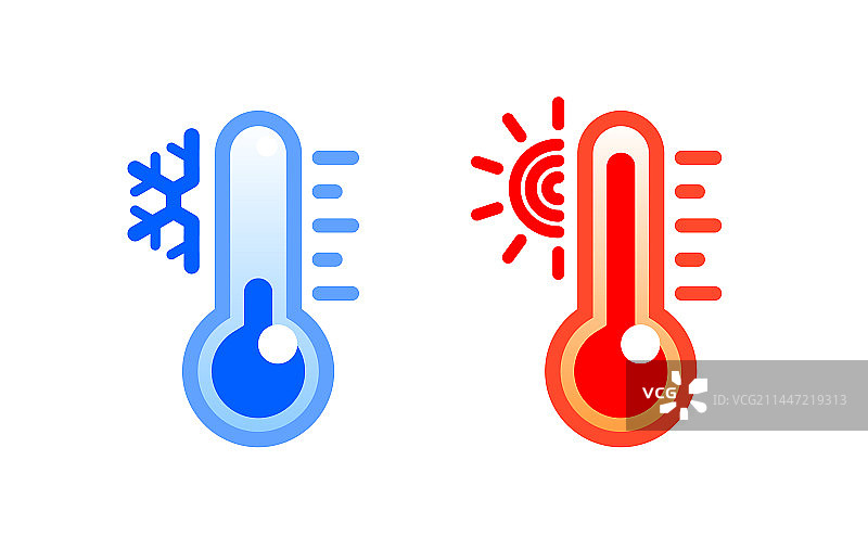冷热温度计图标集图片素材
