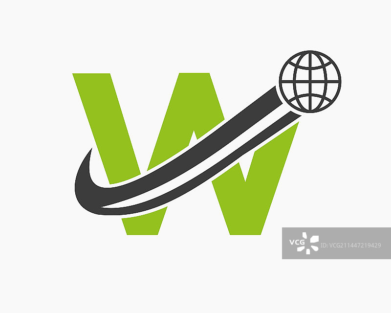 W字母全球标志设计世界图案符号图片素材