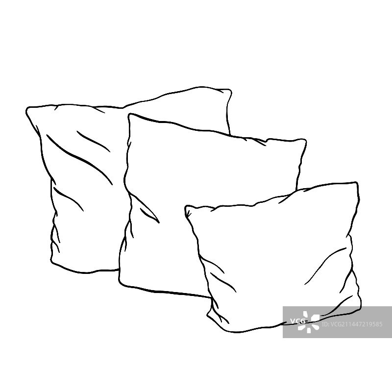 枕头轮廓图标涂鸦草图图片素材