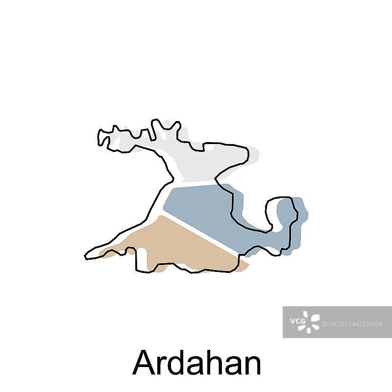 土耳其阿尔达汉省在世界地图上的位置图片素材