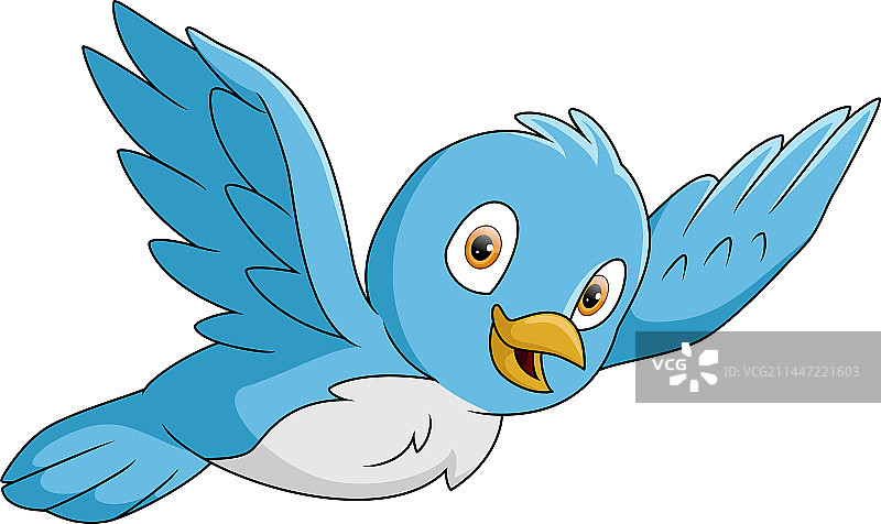 可爱的蓝色小鸟卡通飞翔图片素材