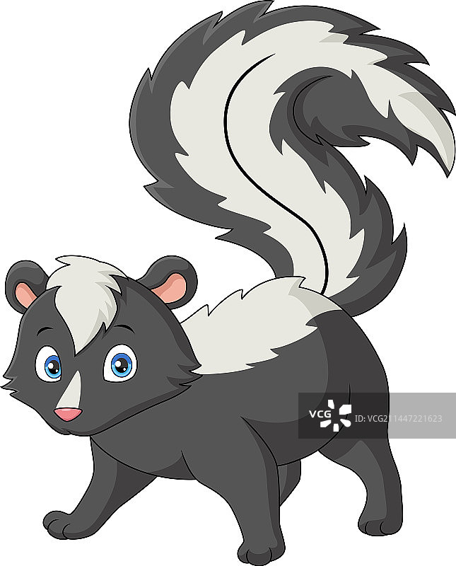 可爱的臭鼬卡通形象，白色背景图片素材