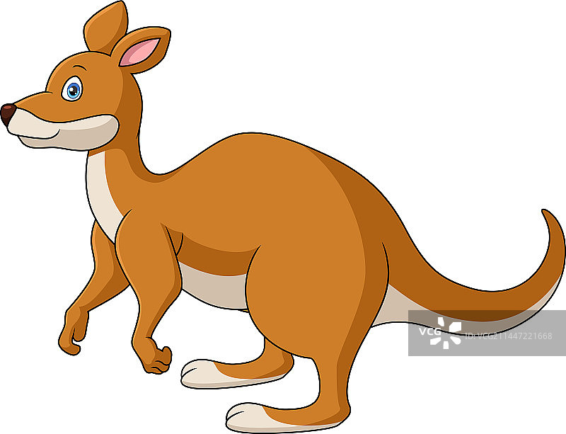 白色背景上的可爱袋鼠卡通图片素材