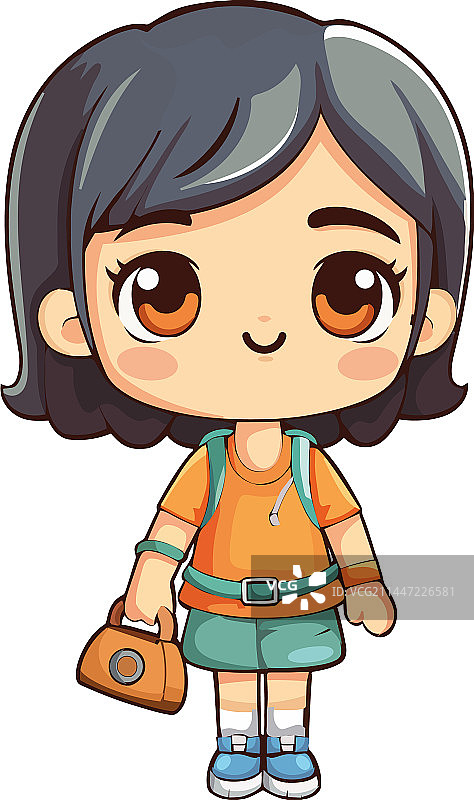 玩耍中的微笑女孩图片素材