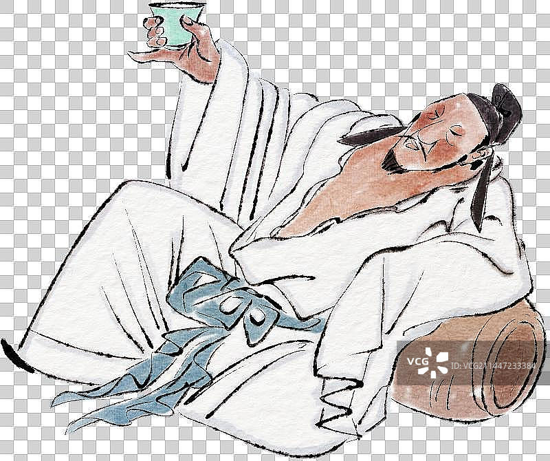 举杯邀明月喝醉酒的古人人物元素图片素材