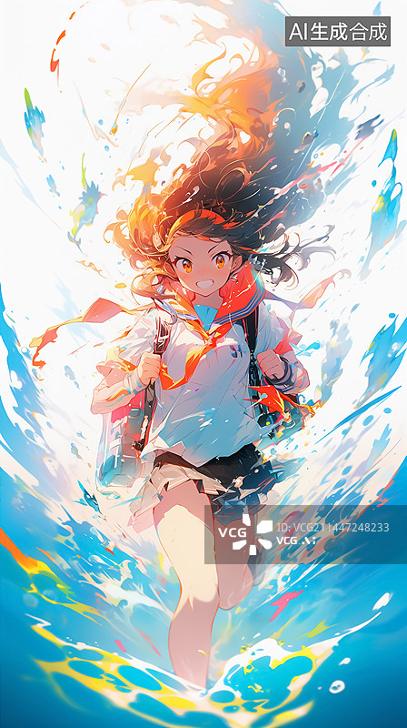 【AI数字艺术】海浪中的女性图片素材