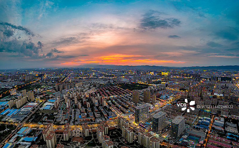 航拍包头夜景图片素材