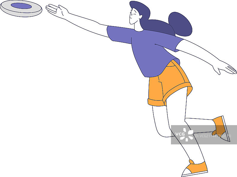 快乐的女人玩飞盘图片素材