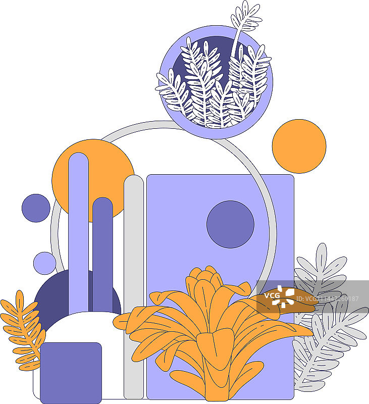 蓝橙色抽象图形组合图片素材