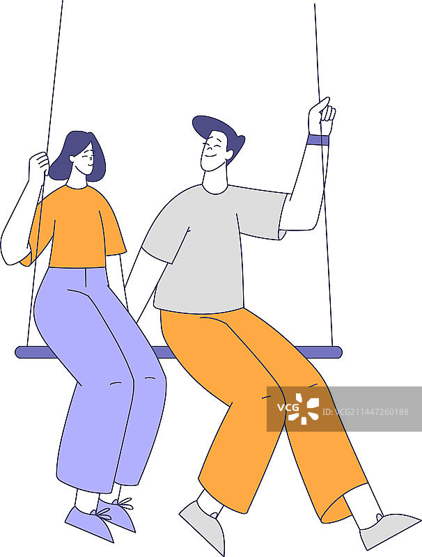 男人和女人坐在秋千上图片素材