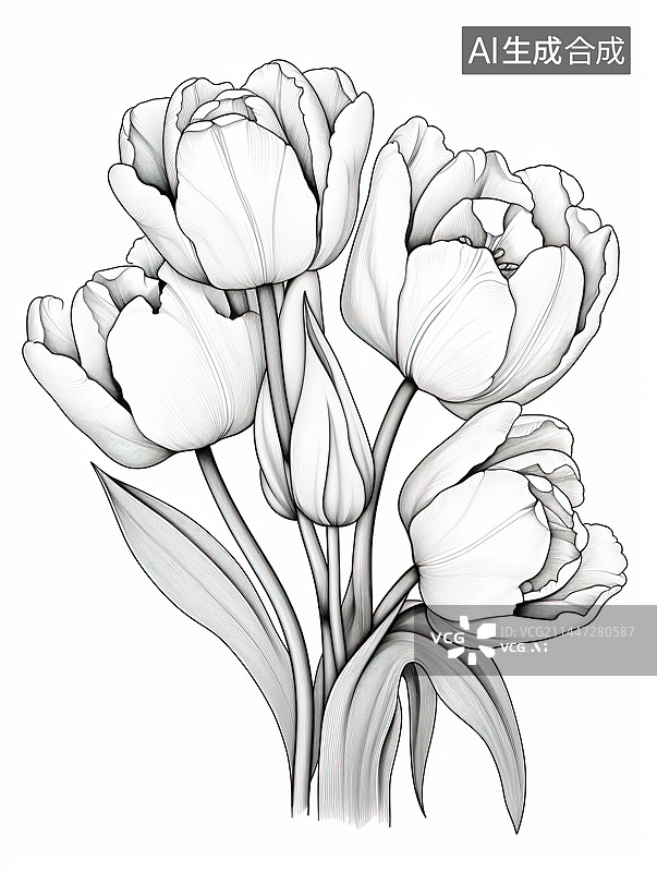 【AI数字艺术】白色背景下花朵的特写镜头图片素材