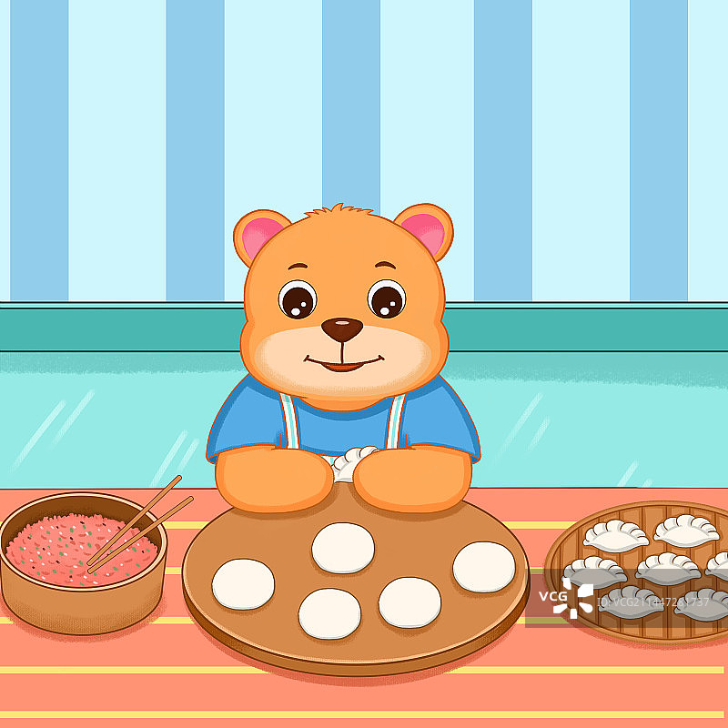 包饺子插画图片素材