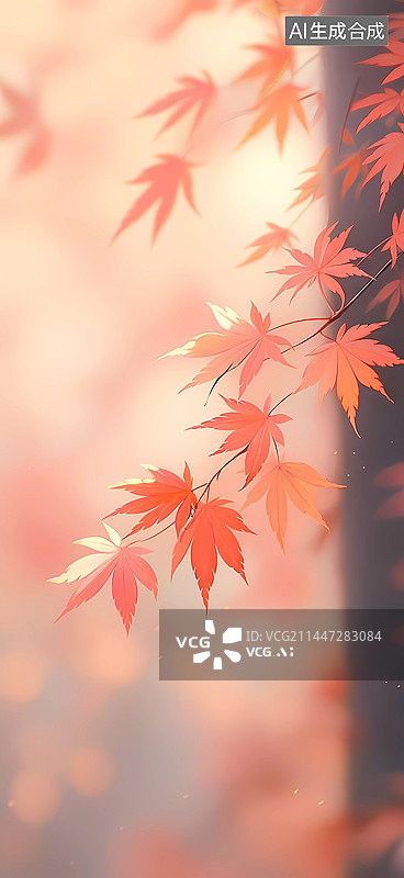 【AI数字艺术】温馨秋天户外自然枫叶风景插画图片素材