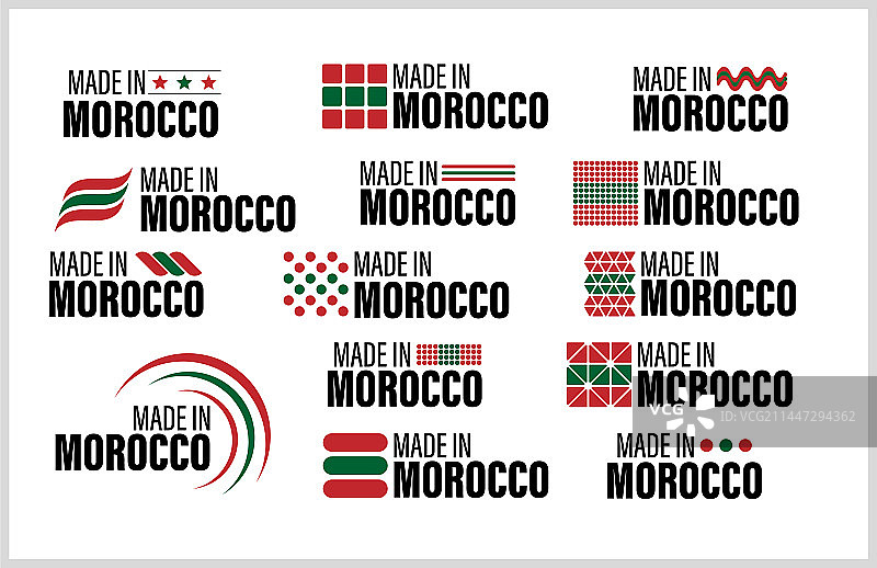 摩洛哥制造图形标签套装图片素材