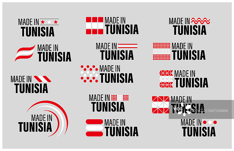 突尼斯制造图形和标签套装图片素材
