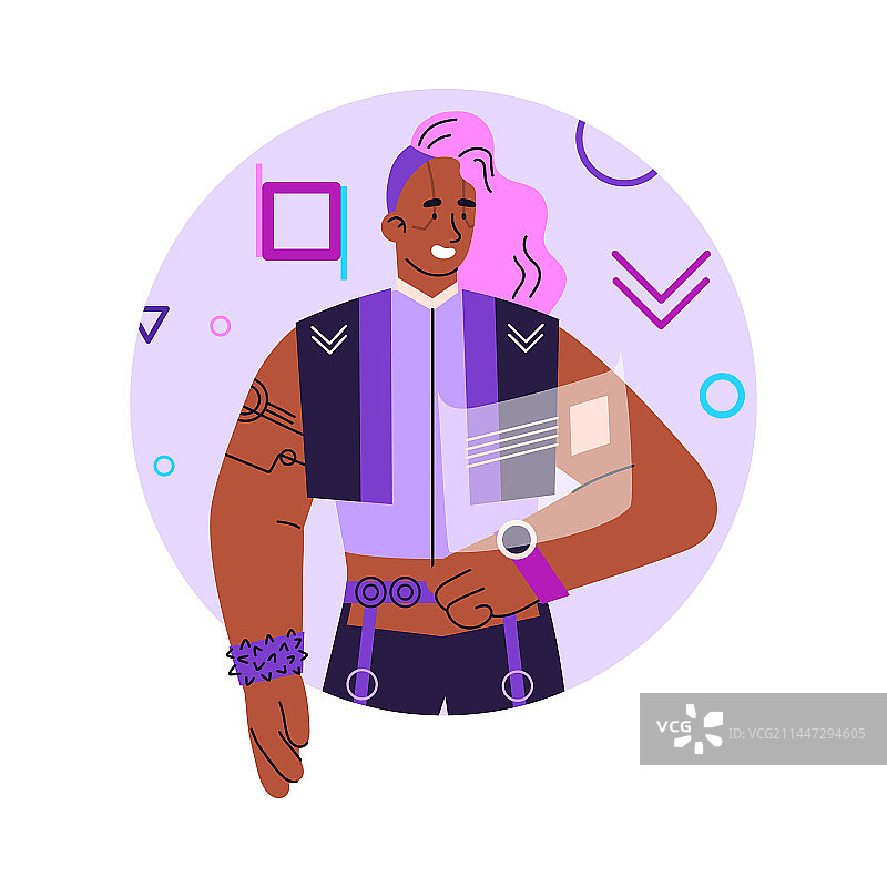 赛博朋克人类使用人工智能图片素材