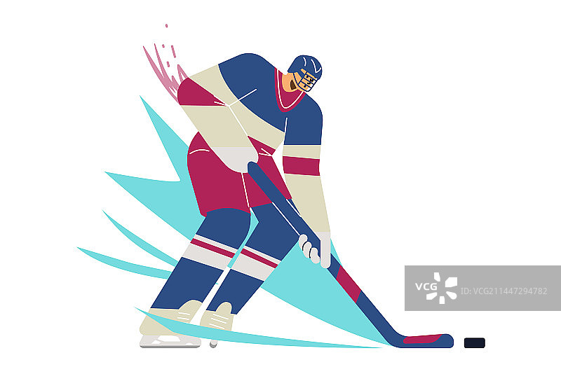 戴头盔穿制服的男人打冰球图片素材