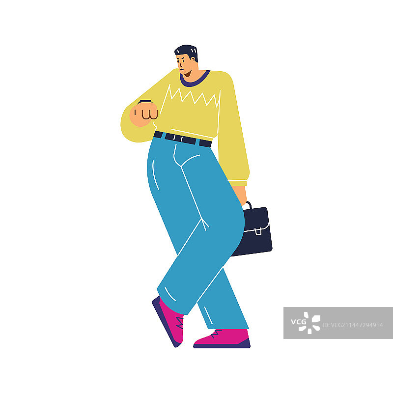 愤怒的男人拿着手提箱等待着图片素材