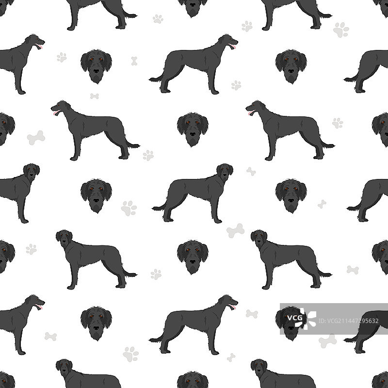 爱尔兰猎狼犬无缝图案（不同姿势）图片素材