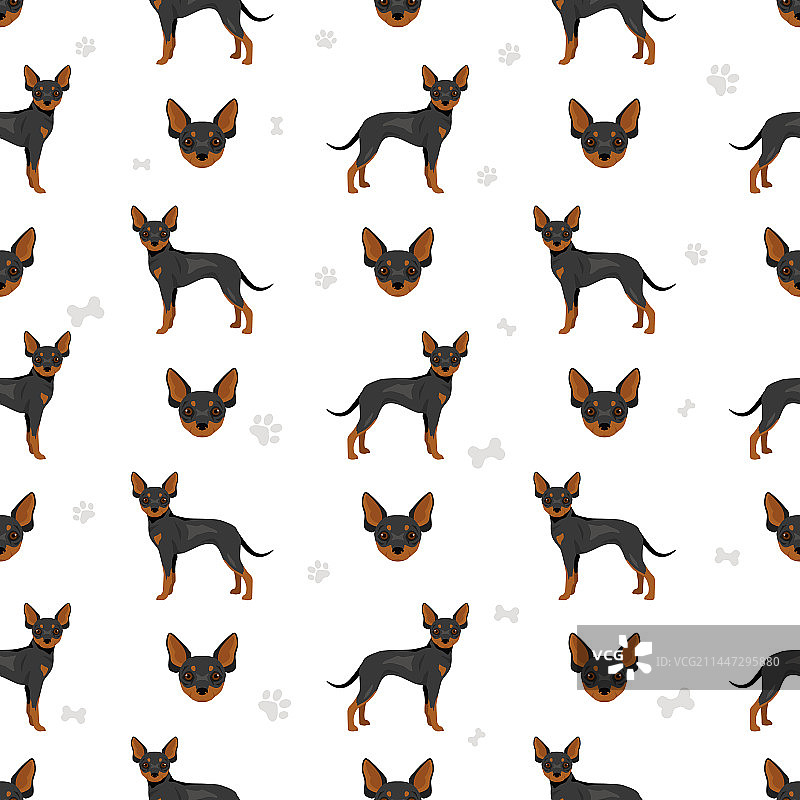 俄罗斯玩具梗短毛无缝图案图片素材